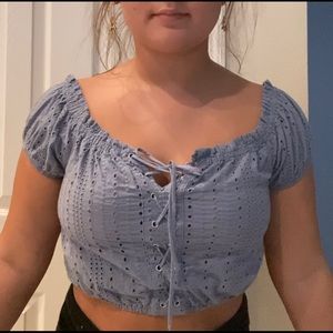 blue crop top